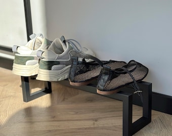 Modern Metal Shoe Rack, Handmade Entryway Shoe Organizer, Industrial Shoe Shelf, Custom Metal Shoe Stand