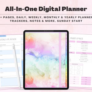 Sunday Start GCC Layout - Agenda digitale senza data GoodNotes Notability Agenda per iPad in colori pastello Finance Hub Monitoraggio delle abitudini (Pastello tenue)