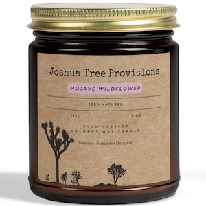 Vela perfumada Joshua Tree Provisions - Mojave Wildflower - Vela en frasco de vidrio ámbar