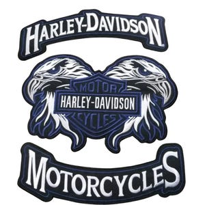 Embroidered Eagle Patch Set: Harley Davidson Inspired Biker Jacket Vest