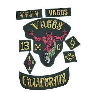 Vagos Nomads MC Patch Set: Embroidered Motorcycle Club Patches