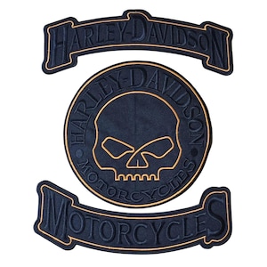Embroidered Harley Davidson Willie G Skull Biker Patch with Rockers