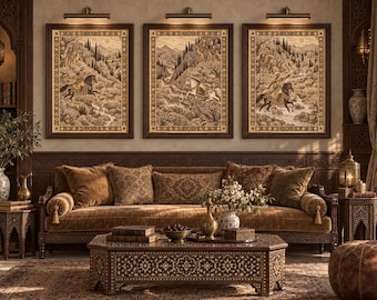 Vintage Persian Nizami wall Art Digital bundle of 3