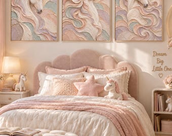 Textured Pastel Unicorn Wall Art Set, Girls Room Decor (Digital Download)