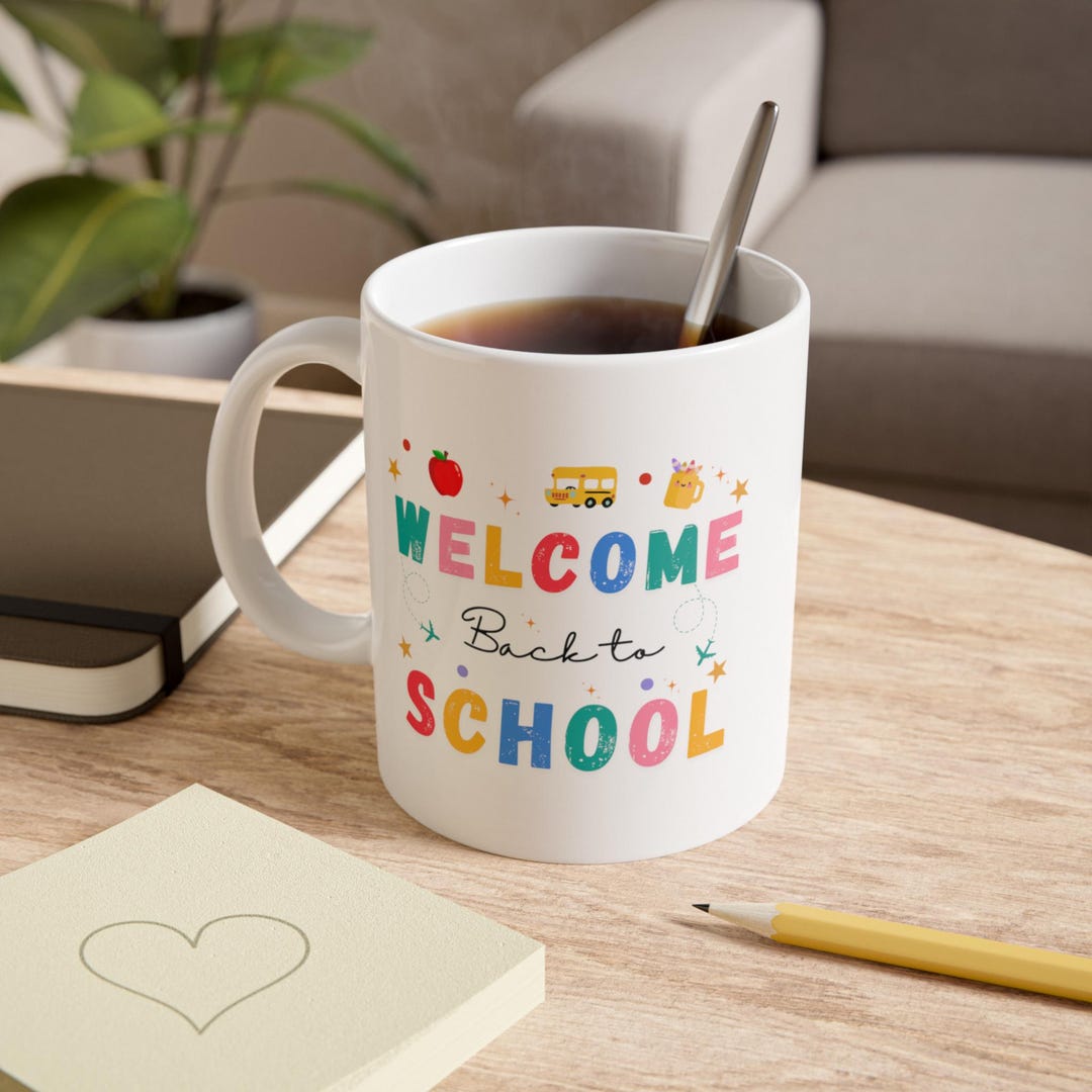 Back to School Coffee Mug, Teacher Appreciation Gift, White Ceramic ...