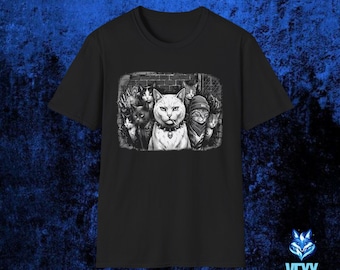 Funny Gangster Cat Shirt, Vintage Cat Gang Graphic Tee, Meme Cat Lover Gift, Edgy Streetwear T-Shirt, Cat Dad Mom Shirt, Retro Cat Print