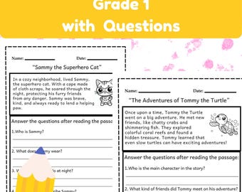 20 NO PREP Reading Comprehension Passages Grade 1 with Questions-Short Stories