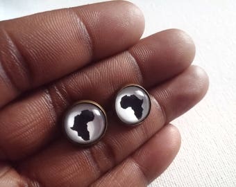 Africa Earrings - Africa Shaped Earrings - Africa Shaped Studs