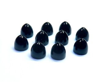 Espinela negra natural muy singular, de 3 x 3 mm a 10 x 10 mm, forma de bala, cabujón liso calibrado de parte posterior plana, gema natural para joyería unisex.