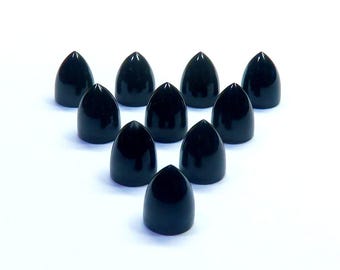 Cabujón bala de espinela negra natural única de 3 x 5 mm a 8 x 10 mm, gema suelta y lisa. Hermosos cabujones bala para la fabricación de diversos tipos de joyería.