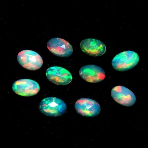 Elegant Natural Ethiopian Opal Oval Rose Cuts sizes available from 3x5mm to 8x10mm , Welo Opal Faceted Oval cabochons for jewellery making