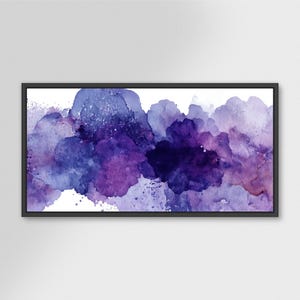 Boho Framed Wall Art: Purple Watercolor Panoramic Canvas Print • No. 201