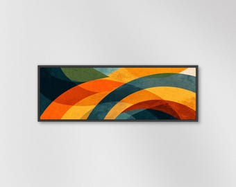 Retro Wall Art: Colorful Abstract Wave Pattern Panoramic Canvas Print • No. 328