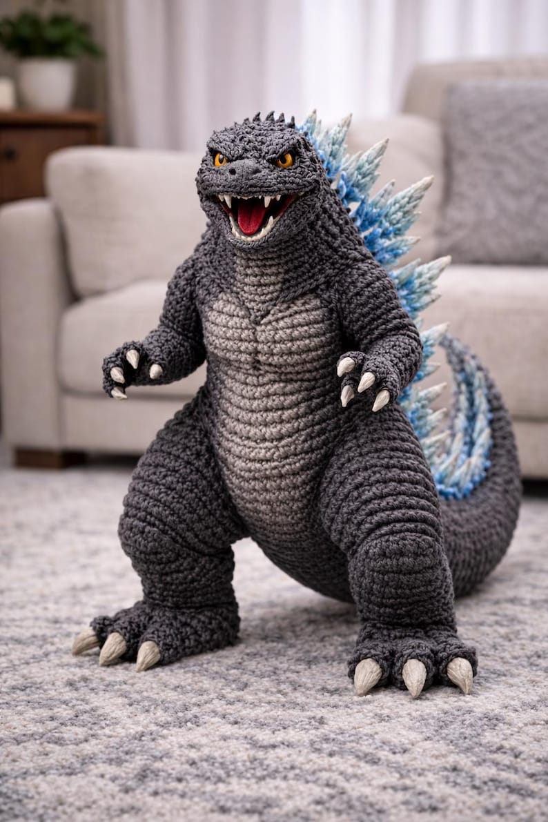 Realistic Godzilla Amigurumi Pattern | Advanced Crochet Kaiju PDF Toy ...