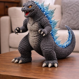 Modèle réaliste Godzilla Amigurumi | 35 cm Crochet Kaiju PDF | Tutoriel détaillé du jouet monstre | Design de collection de niveau avancé
