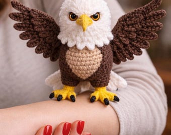 Amigurumi Crochet Pattern – Realistic Bald Eagle (PDF)