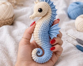 Realistic Seahorse Crochet Pattern , Amigurumi PDF Tutorial ,Advanced Ocean Animal Plush Pattern DIY Gift Idea