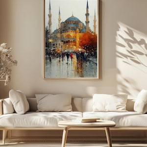 Istanbul Blue Mosque Wall Art Printable | Sultanahmet Watercolor Poster | Turkey Art Print | Islamic Architecture Decor | Digital Download