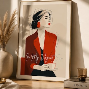 Stampa artistica da parete "In My Elegant Era" | Illustrazione di moda | Stampa artistica minimalista di donna | Moda chic e neutra | Download digitale