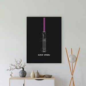 STAR WARS Mace Windu Lightsaber Dark, Star Wars Poster, Jedi Poster, Minimalist Star Wars, Disney Poster, Star Wars Art