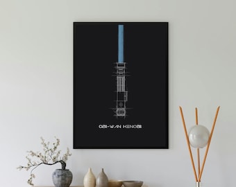 STAR WARS Obi-Wan Kenobi Dunkles Lichtschwert, Star Wars Poster, Jedi Poster, Minimalistisches Star Wars, Disney Poster, Star Wars Kunst