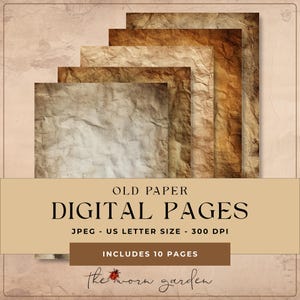 Vintage old paper, digital paper, junk journal papers, scrapbook paper, printable digital journal pages, scrapbooking paper.