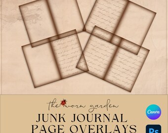 Overlaysjablonen voor ongewenste dagboeken, pagina's voor ongewenste dagboeken, digitale basispagina 11 x 8,5 inch, scrapbooking, sjabloonpagina's, vintage papieren sjabloon