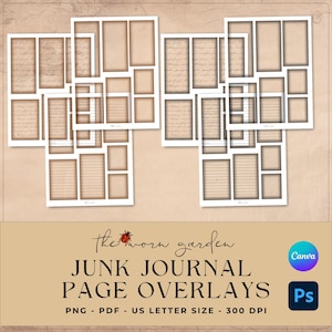 Junk Journal Overlay Karten, Junk Journal Seiten, Digitale Seiten, Scrapbooking, Vorlagenseiten, Vintage Papier Vorlage
