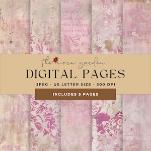 Digital paper, junk journal papers, scrapbook paper, vintage junk journal pages, printable digital journal pages, scrapbooking paper.
