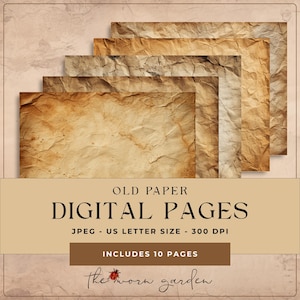 Vintage old paper, digital paper, junk journal papers, scrapbook paper, printable digital journal pages, scrapbooking paper.