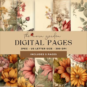 Digital paper, junk journal papers, scrapbook paper, vintage junk journal pages, printable digital journal pages, scrapbooking paper.