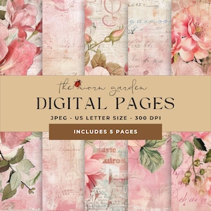 Digital paper, junk journal papers, scrapbook paper, vintage junk journal pages, printable digital journal pages, scrapbooking paper.