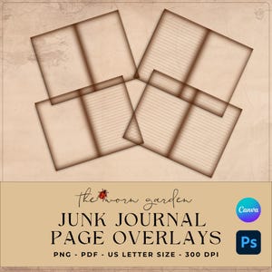 Junk Journal Overlay Templates, Junk Journal Pages, Basic Digital page 11&quot; x 8.5&quot;, Scrapbooking, template pages, vintage paper template