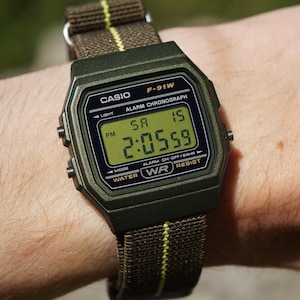 Custom Olive Green Casio F91W: Tactical Military Mod Watch