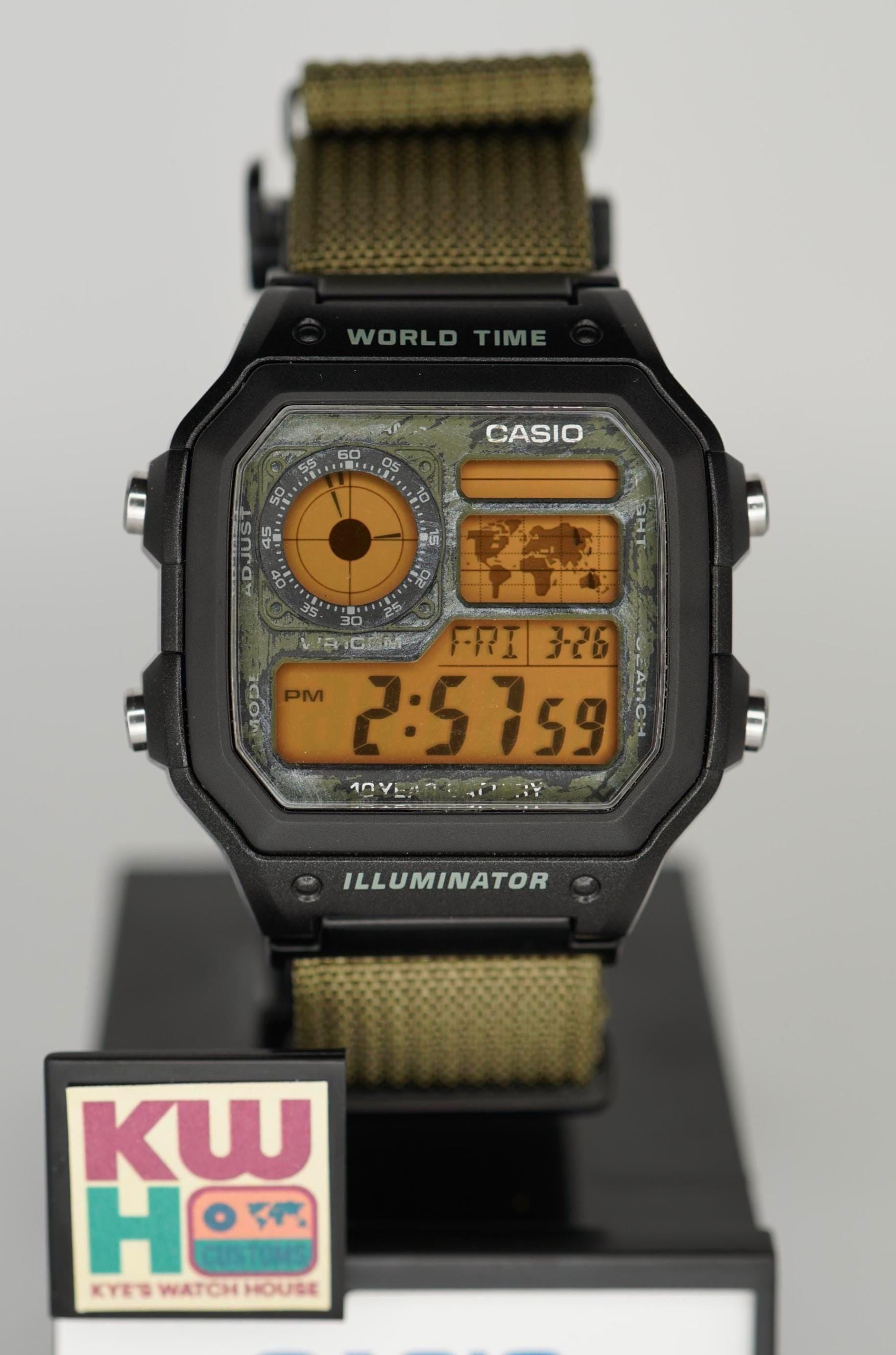 Olive Green Military Custom Casio Royale AE1200 Watch Mod - Etsy