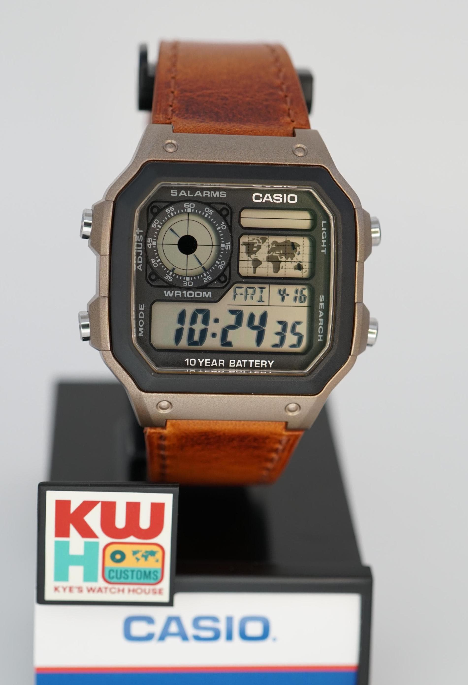 Custom Bronze Casio AE1200 Brown Leather Strap Watch Mod - Etsy