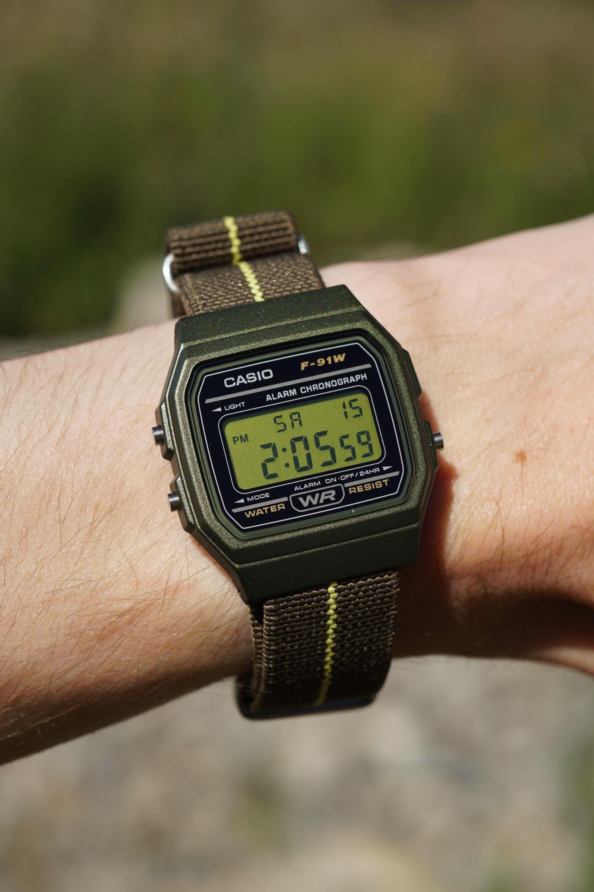 Custom Olive Green Casio F91W: Tactical Military Mod Watch