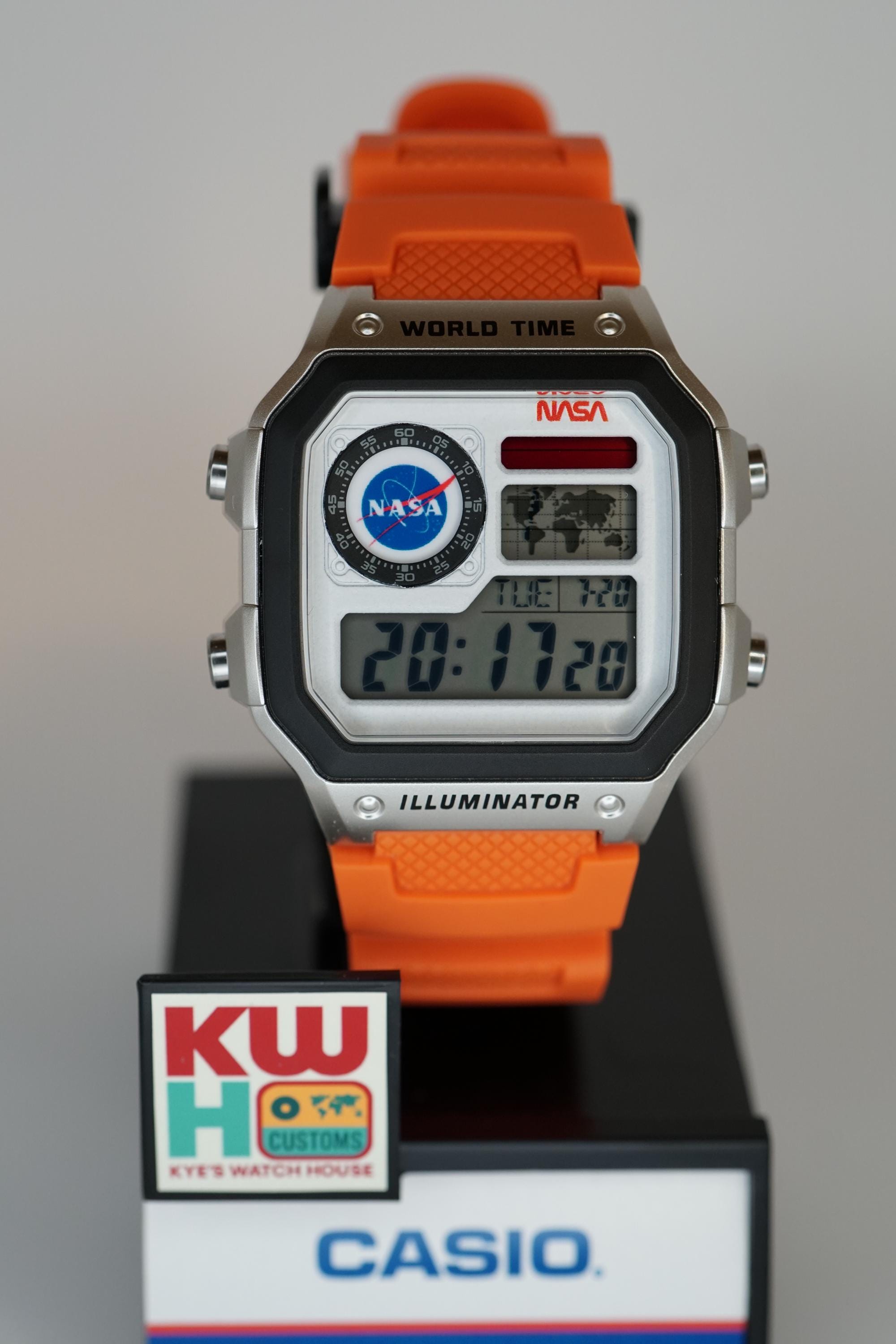 Custom NASA Themed Casio Royale AE1200 White Faceplate Watch Mod
