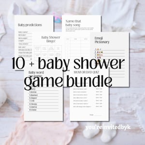 Minimalist Baby Shower Games Bundle: Black & White Printable Activities (PDF Download)