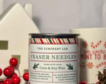 Christmas Candle/Fraser Needles/Made With Clean Scents In Coco And Soy Wax/Christmas Decor Item