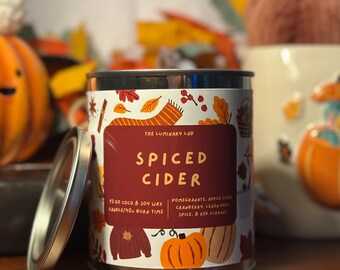 Fall Candle/Spiced Cider/Made With Clean Scents In Coco And Soy Wax/Autumn Decor Item