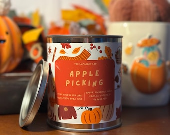 Fall Candle/Apple Picking/Made With Clean Scents In Coco And Soy Wax/Autumn Decor Item
