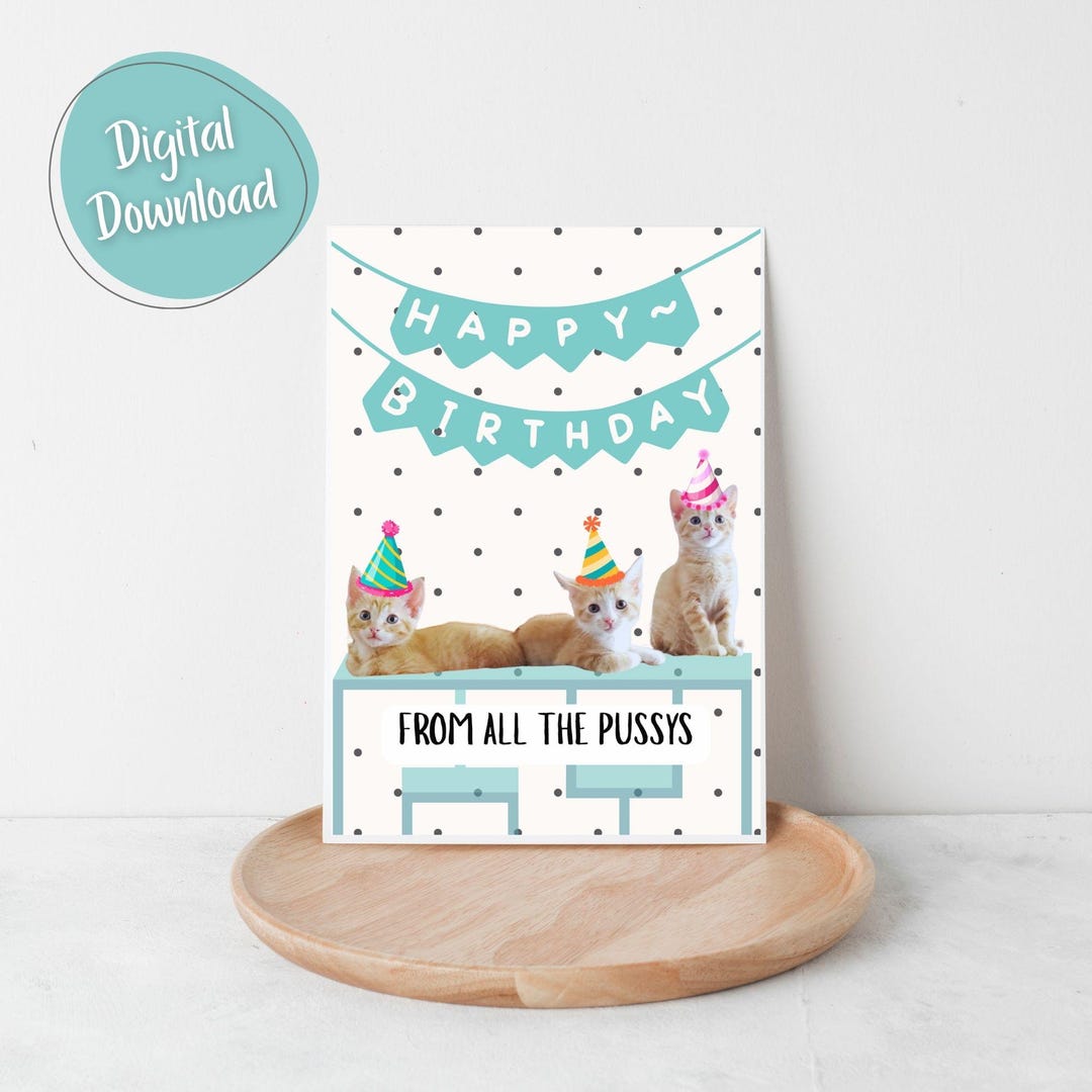 Printable Birthday Card ~ Cat Birthday Card ~ Cat Lover Gift ~ Cat ...