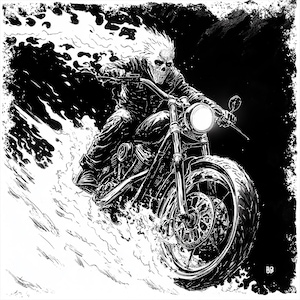 Limited Edition Ghost Rider &quot;Hell&#39;s Angel&quot; Giclee Print: Signed & Numbered