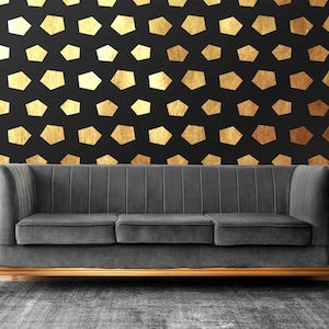 Black and Gold Geometric Wallpaper: Modern Art Deco Wall Mural