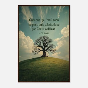 Christian Motivational Quote C. T. Studd| Premium Semi-Glossy Wooden FRAMED POSTER PRINT | Faith-Based Wall Art | Christian Home Decor