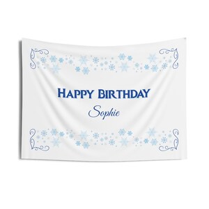 Banner de cumpleaños personalizado: tema de copo de nieve de invierno congelado imagen 5
