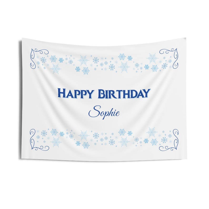 Banner de cumpleaños personalizado: tema de copo de nieve de invierno congelado imagen 5