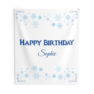 Banner de cumpleaños personalizado: tema de copo de nieve de invierno congelado imagen 3