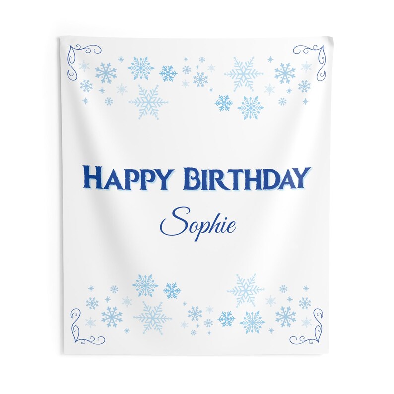 Banner de cumpleaños personalizado: tema de copo de nieve de invierno congelado imagen 3